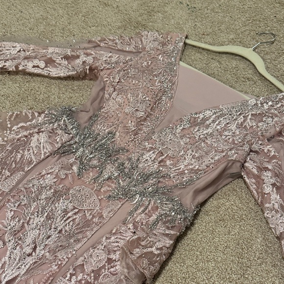 Elegant Pink Embroidered Dress - Picture 2 of 8